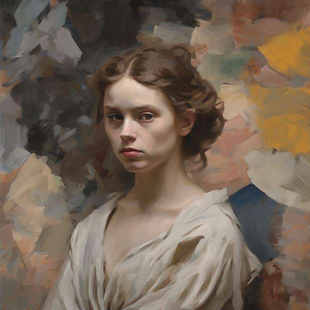 Κοπέλα σε πίνακα τέχνης, πολιτισμικές εμπειρίες, ταξίδι στην τέχνη και τον πολιτισμό.